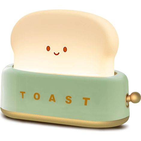 Lampe de bureau décorative en forme de grille-pain, petite lampe rechargeable avec un visage souriant, adorable veilleuse pour la chambre, la table de chevet, le salon, la salle à manger ou le bureau. (1/5)