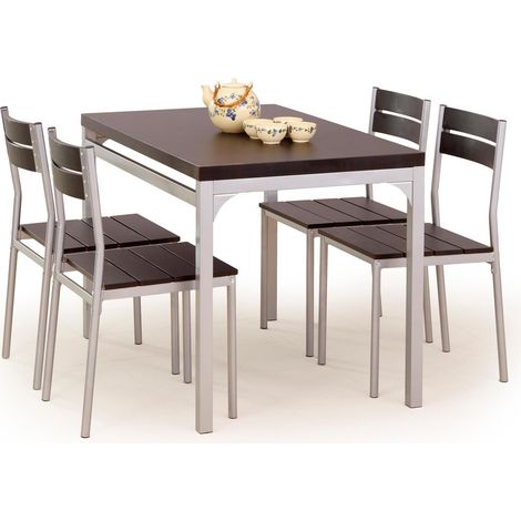 Conjunto de mesas y sillas para comedor Houston 128, Wengué, 75x70x110cm, Diámetro: 0, Número de asientos: 4, Estilo: Contemporary