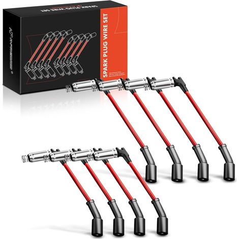 Kit de 8 bougies d’allumage haute température – câbles résistants pour moteur, compatibles Chevrolet Silverado et GMC Sierra (1/5)