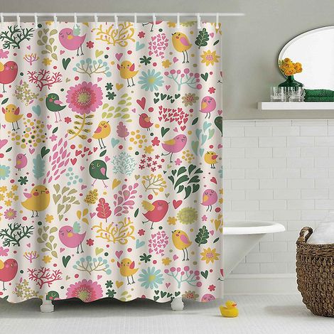Dicker Duschvorhang aus Polyester, wasserdicht und schimmelresistent, 180 x 180 cm, Ausführung 3, maschinenwaschbar (1/4)