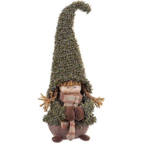 Boule de Noël en polyrésine marron et verte, motif fille, 13 x 12 x 41 cm (1/5)