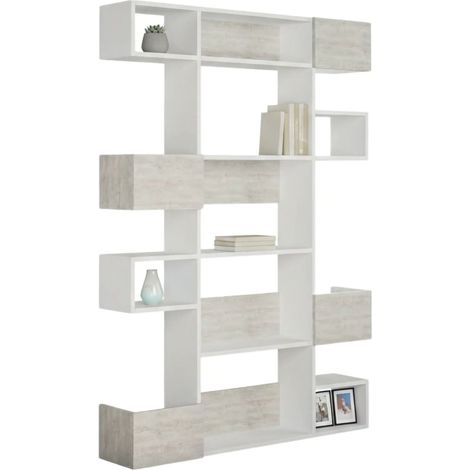 Libreria Sally, Biblioteca 7 Ripiani, Installazione a Muro, Portata Ripiani 25, 120x20x171h cm Bianco