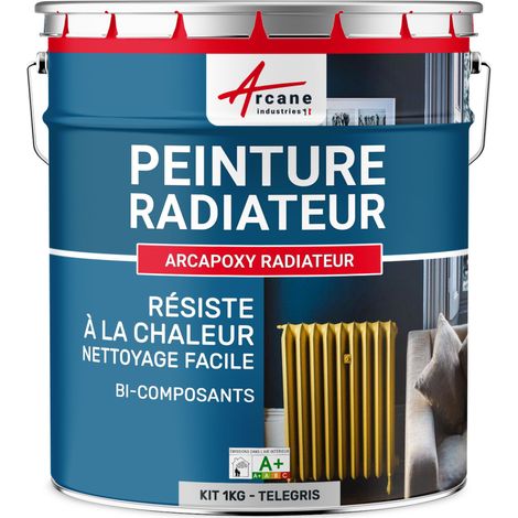 Peinture radiateur, fonte, acier, alu, chauffage, toutes couleurs, peinture radiateur - 1 kg (jusqu'à 5 m² en 2 couches) Telegris 4 - RAL 7047 - ARCANE INDUSTRIES (1/5)
