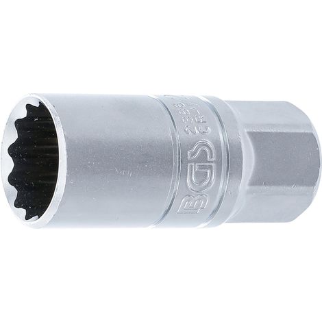 Vaso para bujías con goma, 12 caras  entrada 12,5 mm (1/2")  21 mm (1/4)