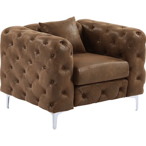 Poltrona chesterfield in Microfibra aspetto Pelle invecchiata - EDWINA (1/5)