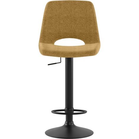 Sgabello Alex moderno con alzata a gas, seduta ergonomica in tessuto easy-clean giallo e struttura in metallo nero - Linea Alex (1/5)