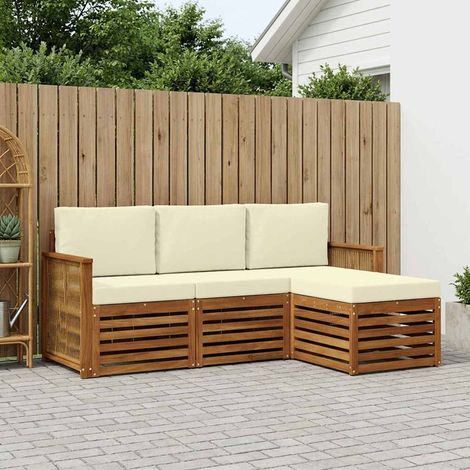vidaXL Outdoor-Sofagarnitur mit Kissen 4 pcs Natur und Creme (1/5)