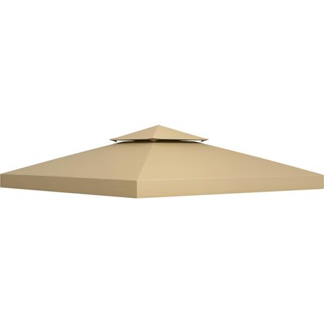 Outsunny Toit de Remplacement pour pavillon de Jardin Toile de Rechange pour pavillon tonnelle Tente 3 x 3 m Beige (1/5)