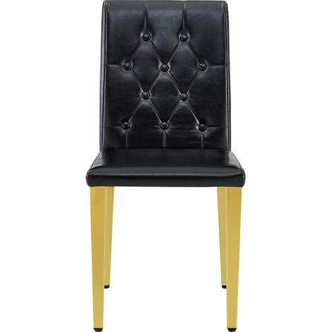 Set di 4 sedie da pranzo nere in PU con gambe in metallo oro lucido MODENUIT (1/5)