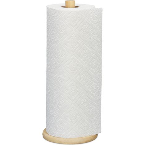 Relaxdays Support essuie-tout vertical, bambou, distributeur pour cuisine, H x D: 28 x 11,5 cm, dérouleur, nature (1/5)