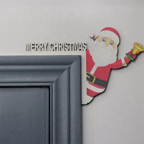 Décoration Cadre De Porte Noël - Bois Naturel - Pour Portes Intérieures Et Murs - 2 Pièces (1/5)