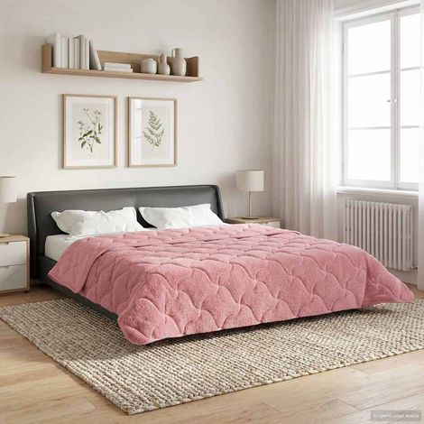 Sommerdecke Rosa 200 x 240 cm Mikrofaser und Teddy-Fleece
