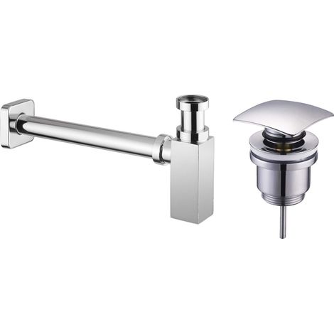 Sifone e piletta in ottone cromato modello quadro Tecom KITSCA8