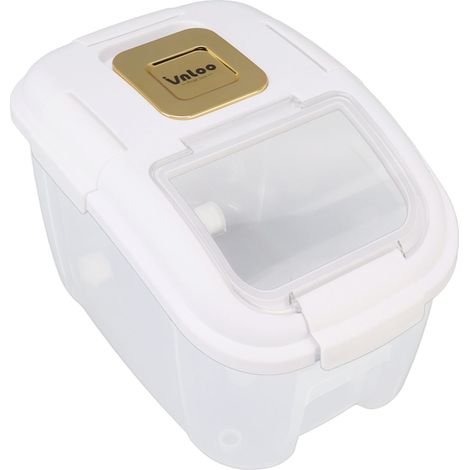 Boîte de conservation du riz avec couvercle transparent, anti-insectes, grande capacité, fermeture hermétique, blanche, 5 kg (1/5)