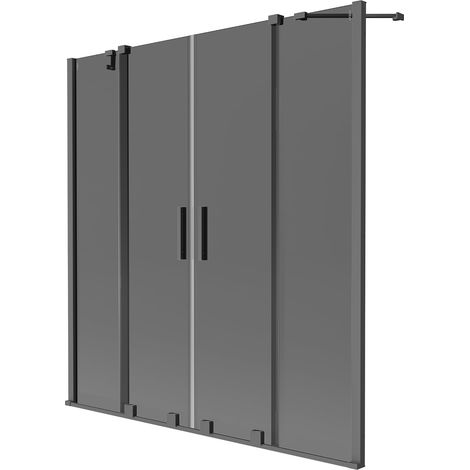 Mexen Velar Duo paravento da bagno a 2 ante scorrevoli 160 x 150 cm, grafite, metallo brunito - 896-160-000-42-95 (1/2)
