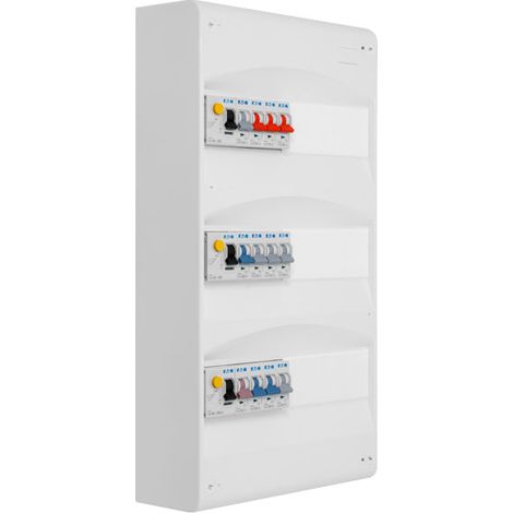 EATON Tableau 3 rangées pré-équipé 3 inter. diff. 40A + 12 disjoncteurs (1/4)