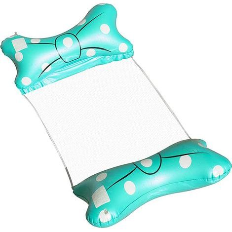 Schwimmende Hängematte – Aufblasbares Schwimmbett aus PVC und Netzgewebe – Bogenform mit 2 aufblasbaren Kissen – Für Pool, Strand und Meer – 1 Stück (1/5)