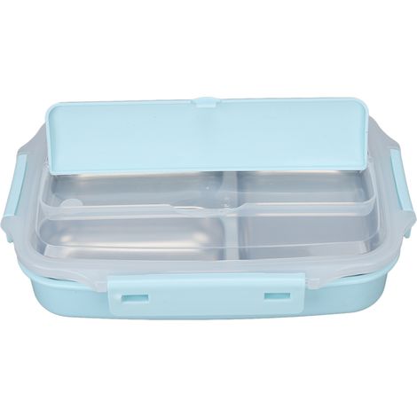 Boîte Bento Isotherme 3 Compartiments Acier Inoxydable 304 Anti-Fuite pour École Bureau Ciel Bleu (1/5)