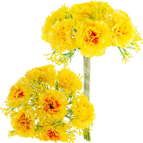 CV18424-5 MAZZO DI GAROFANI, FIORI ARTIFICIALI GIALLI