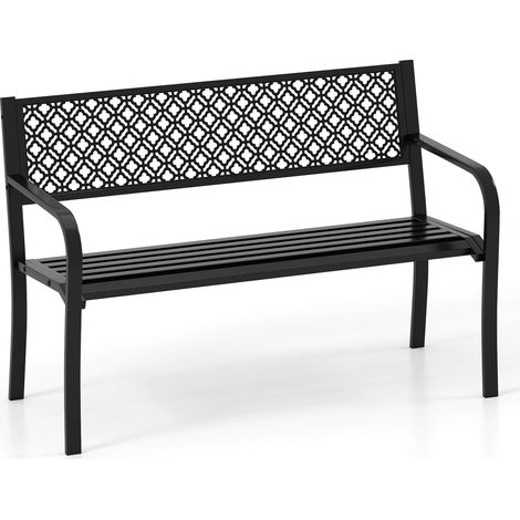 COSTWAY 50 Inches Outdoor Garden Bench Metal Patio Bench-Black (1/5)