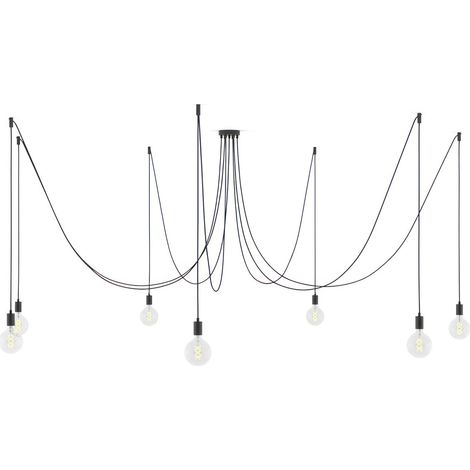 creative cables - Spider - Lampada a sospensione multipla a 7 cadute Made in Italy completa di cavo tessile e finiture in metallo