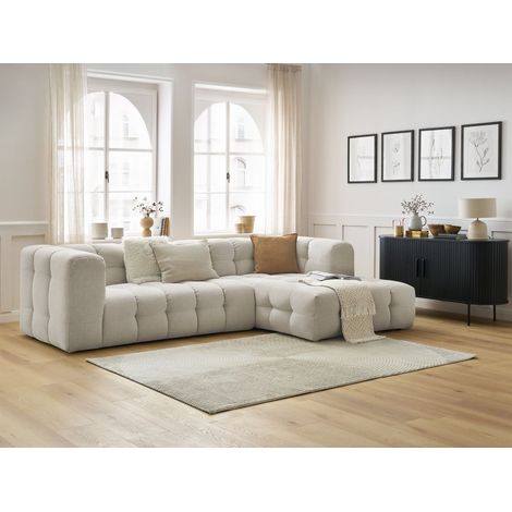 Bobochic – Canapé d'angle fixe 3 places CLOUD – Tissu déperlant – Structure en bois – Longueur 288cm – Style moderne (1/5)