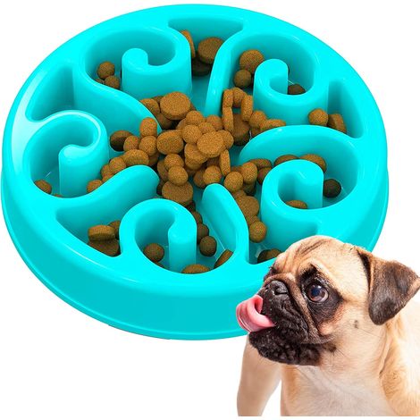 Comedero Anti Glotón para Perros o Gatos, Bandeja Interactiva para Evitar la Ansiedad, para Mascotas Pequeñas, Medianas y Grandes (Azul) (1/5)