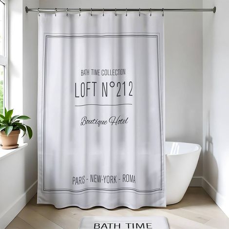 Polyester-duschvorhang 180x200cm - neo retro weiss - Tendance