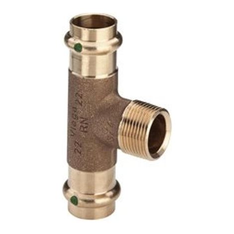Viega Pièce en T Sanpress 194147 35 x R 3/4 x 35 mm, bronze à canon ou bronze silicium, SC-Contur