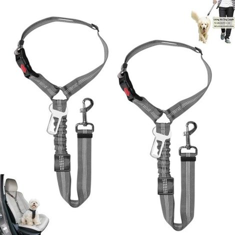 2-teiliges Set – Multifunktionale Hundetragetasche – Bissfeste Leine – Grau – Hundetragetasche – Verstellbarer elastischer Autosicherheitsgurt – Verstellbare Hundetragetasche – Hundeleine – Komfortabl
