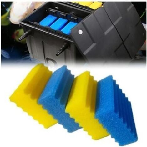 4-teiliges Set CBF350 Teichfilterschwämme: Effektiver biologischer Filterschaum, einfache Reinigung und Austausch, feine blaue und grobe gelbe Schwämme für den CBF-350 Teichfilter
