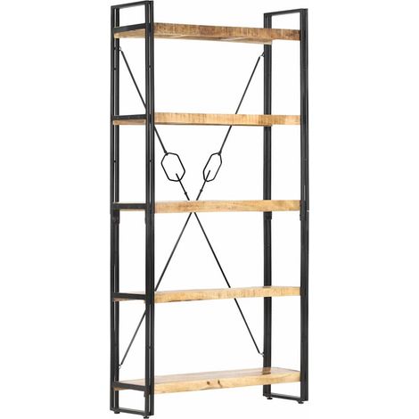 vidaXL Bibliothèque 5 niveaux 90x30x180 cm Bois solide de manguier (1/5)