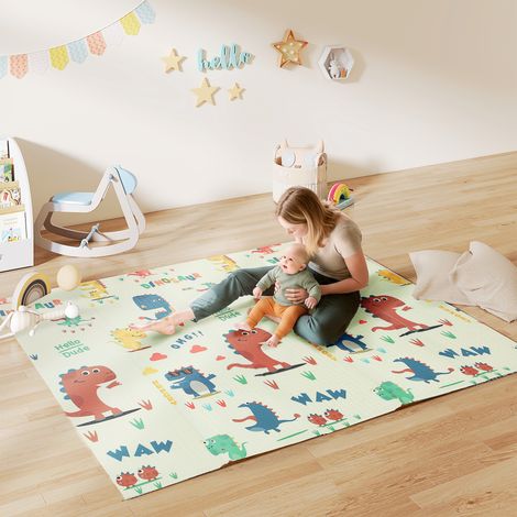 Tapis de jeu pour enfant bebe. tapis d'éveil bébé pliable épais réversible en mousse. 196 x 176 x 1.5 cm. multicolore