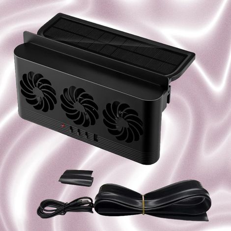 Ventilateur solaire d'échappement automobile fixation vitre, compatible refroidissement et désodorisation universel (1/5)