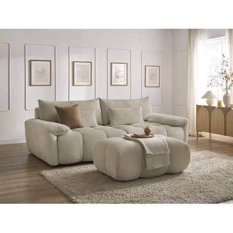 Bobochic – Canapé droit 3 places en tissu texturé – Longueur 264 cm – Style moderne – Charge max 350 kg – Fabrication Europe (1/5)