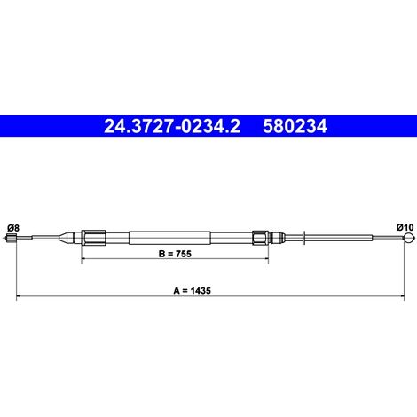 Tirette à câble, frein de stationnement ATE 24.3727-0234.2 BMW 34 40 6 760 443