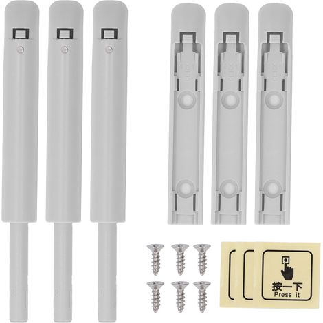 3 pièces de loquet à pression largement utilisés, résistants à l’oxydation, pour porte d’armoire, placard ou armoire, couleur gris (1/5)