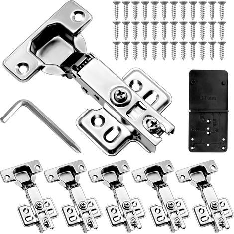 6 Pièces Charniere Porte Placard 35mm, Charniere Porte Cuisine 110 ° avec 36 Vis et Chercheur de Trous Pour Armoires, Dressing Et Cuisine Moderne (1/5)