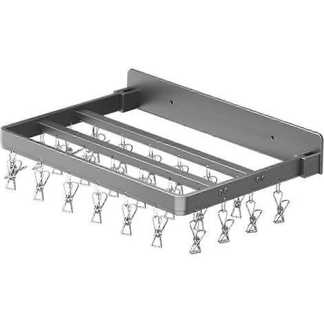 Zusammenklappbarer Wäscheständer zum Aufhängen, Socken- und Sockenhalter mit mehreren Haken, Clip und Tropfbügel, Wäschetuchhalter für Hüte und BHs-Gray 26 Pegs (1/5)