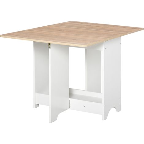 Table console pliante avec rangement design bois blanc 118x80x72 cm, table basse salon cuisine
