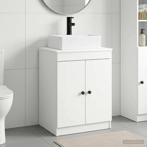 vidaXL Bathroom Furniture Set White Engineered Wood (1/5)