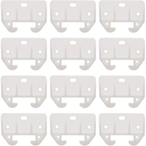 12Pcs Guide de Rail de Tiroir en Plastique Blanc Guide de Tiroir de Commode Pièces de Glissières de Remplacement de Meubles pour Commodes Huches Table de Chevet Et Systèmes de
