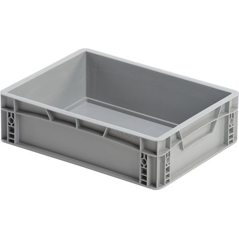 Eurobox 40x30x12 in Grau - Aufbewahrungsbox ohne Deckel mit Griffe bis 20kg belastbar, Polypropylen