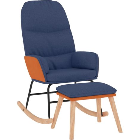 Chaise à bascule,Chaise de relaxation avec repose-pied Bleu Tissu CFW40780 (1/5)