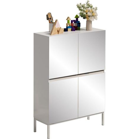 Spiegelschrank mit 4 Türen, weiß, 80x30,5x115,5 cm (1/5)