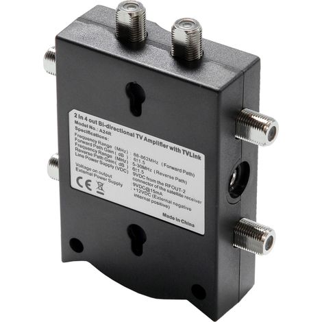 Amplificateur TV bidirectionnel, amplificateur de Signal d'antenne à 2 entrées avec 4 sorties, séparateur à faible bruit, chemin inverse pour une utilisation en intérieur (1/5)