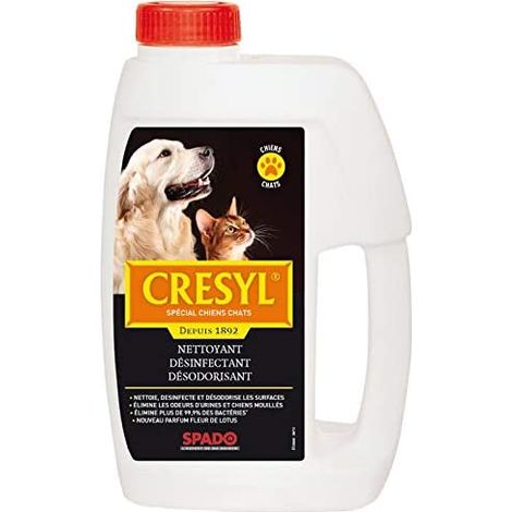 Le Plus De L'Entretien – Répulsif Crésyl spécial chiens et chats 1 L – Désinfectant pour espaces fréquentés par animaux – Formule efficace contre parasites