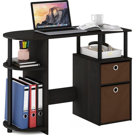 Bureau d'Étude Simpliste avec Tiroirs pour Bacs, Expresso/Noir/Brun (1/5)