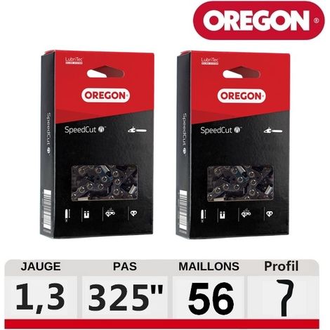 Chaîne de tronçonneuse Oregon .325" 1,3mm 56 maillons Speedcut en boite - 576787 ref 576787