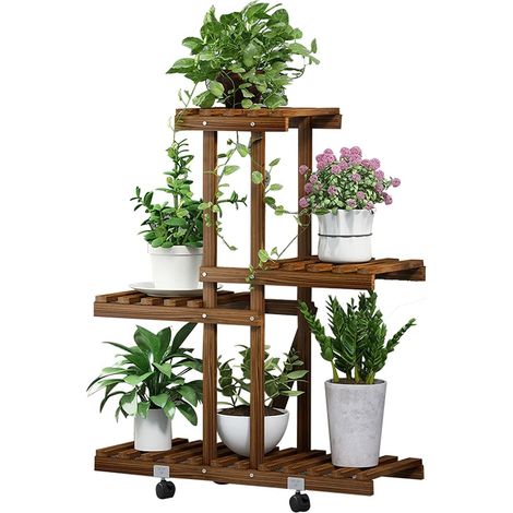 Étagère de sol multi-étagères en bois massif pour balcon, support à pots de fleurs intérieur, présentoir floral pour salon, couleur B (1/5)